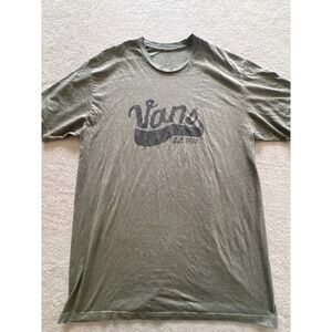 Vans Mens Large Logo Graphic T-Shirt Heather Olive Green Large Est 1966